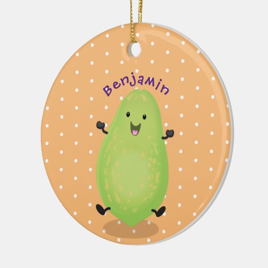 かわいいかわいいパパイヤ前足の漫画イラストレーション セラミックオーナメント (左)