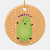 かわいいかわいいパパイヤ前足の漫画イラストレーション セラミックオーナメント (裏面)