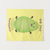 かわいいかわいいパパイヤ前足の漫画イラストレーション タペストリー (正面(横))