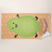 かわいいかわいいパパイヤ前足の漫画イラストレーション ビーチタオル (正面)