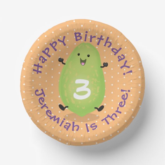 かわいいかわいいパパイヤ前足の漫画イラストレーション ペーパーボウル (正面)