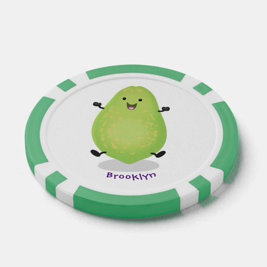 かわいいかわいいパパイヤ前足の漫画イラストレーション ポーカーチップ (シングル)