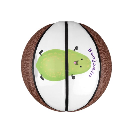 かわいいかわいいパパイヤ前足の漫画イラストレーション ミニバスケットボール (縦)