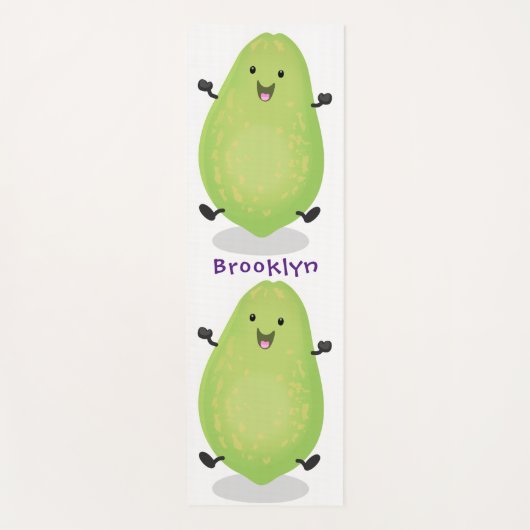 かわいいかわいいパパイヤ前足の漫画イラストレーション ヨガマット (正面)