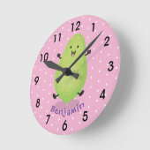 かわいいかわいいパパイヤ前足の漫画イラストレーション ラウンド壁時計 (傾斜)