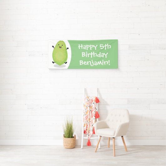 かわいいかわいいパパイヤ前足の漫画イラストレーション 横断幕 (インサイチュ)