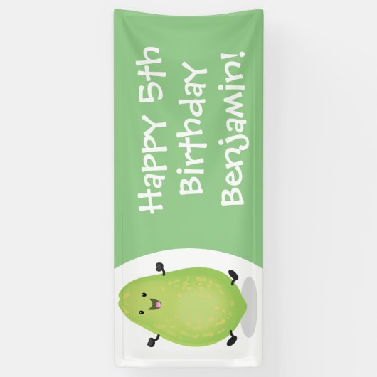 かわいいかわいいパパイヤ前足の漫画イラストレーション 横断幕 (縦)