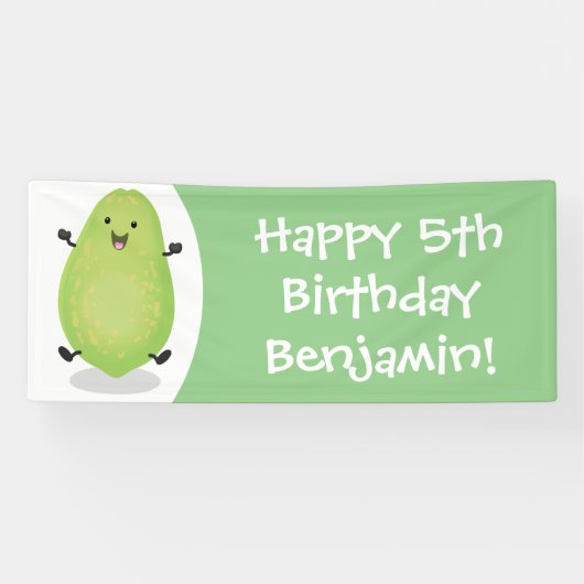 かわいいかわいいパパイヤ前足の漫画イラストレーション 横断幕 (横)