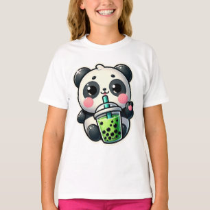 かわいいかわいいパンダドリンクボバブルティーかわいい Tシャツ