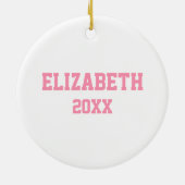 かわいいかわいいパーソナライズされた女子バスケットボール セラミックオーナメント (裏面)