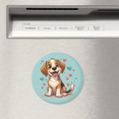 かわいいかわいいビーグルとハートよくはしゃぐドッグアート マグネット (インサイチュ (食洗機))