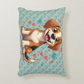 かわいいかわいいビーグルとハートよくはしゃぐ犬 アクセントクッション (正面(垂直))