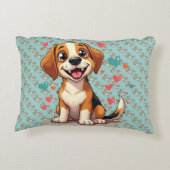 かわいいかわいいビーグルとハートよくはしゃぐ犬 アクセントクッション (裏面)