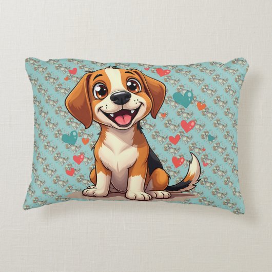 かわいいかわいいビーグルとハートよくはしゃぐ犬 アクセントクッション (裏面)