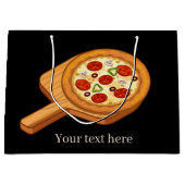 かわいいかわいいピザパーティー愛好家を追加文字 ラージペーパーバッグ (正面)