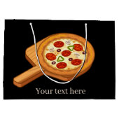 かわいいかわいいピザパーティー愛好家を追加文字 ラージペーパーバッグ (裏面)