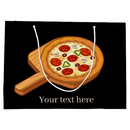 かわいいかわいいピザパーティー愛好家を追加文字 ラージペーパーバッグ (裏面)