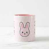 かわいいかわいいピンクバニーと水玉模様 ツートーンマグカップ (中央)