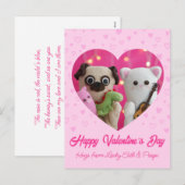 かわいいかわいいピンクパステルハートバレンタインデー シーズンポストカード (正面/裏面)