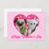 かわいいかわいいピンクパステルハートバレンタインデー シーズンポストカード (正面/裏面)