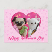 かわいいかわいいピンクパステルハートバレンタインデー シーズンポストカード (正面)