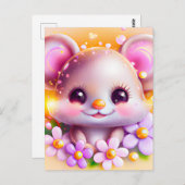 かわいいかわいいピンクマウス ポストカード (正面/裏面)
