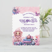 かわいいかわいいピンク誕生日 招待状 (スタンド正面)