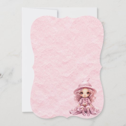 かわいいかわいいピンク誕生日 招待状 (裏面)