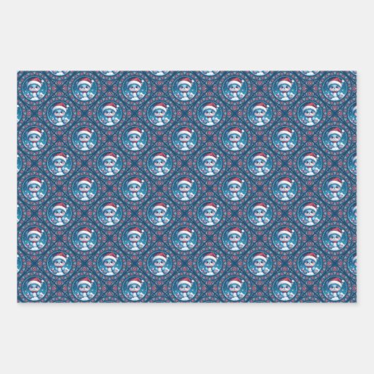 かわいいかわいいフェスティバルベアーマンダラジオダイヤモンドタイル ラッピングペーパーシート (正面3)