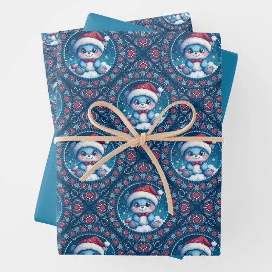 かわいいかわいいフェスティバルベアーマンダラジオダイヤモンドタイル ラッピングペーパーシート (インサイチュ)