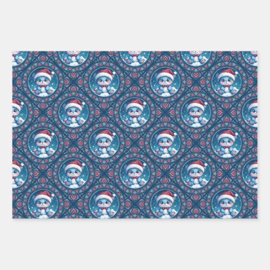 かわいいかわいいフェスティバルベアーマンダラジオダイヤモンドタイル ラッピングペーパーシート (正面)