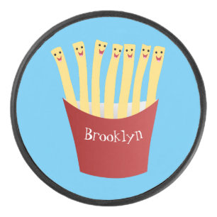 かわいいかわいいフライドファストフード漫画イラストレーション アイスホッケーパック