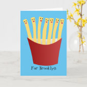 かわいいかわいいフライドファストフード漫画イラストレーション カード (黄色い花)