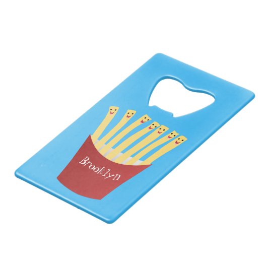 かわいいかわいいフライドファストフード漫画イラストレーション クレジットカード栓抜き (正面アングル)