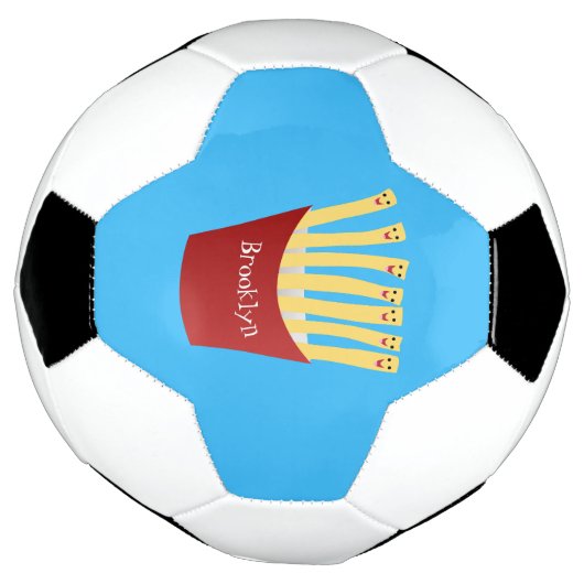 かわいいかわいいフライドファストフード漫画イラストレーション サッカーボール (回転)