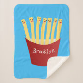 かわいいかわいいフライドファストフード漫画イラストレーション シェルパブランケット (正面)