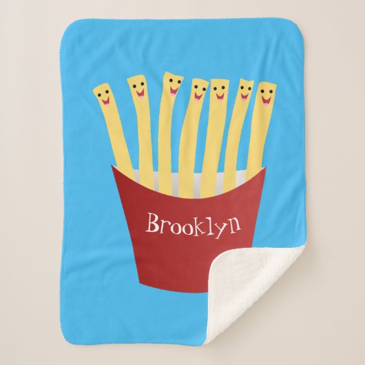 かわいいかわいいフライドファストフード漫画イラストレーション シェルパブランケット (正面)