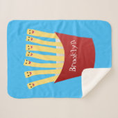 かわいいかわいいフライドファストフード漫画イラストレーション シェルパブランケット (正面(横))