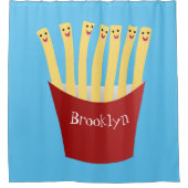 かわいいかわいいフライドファストフード漫画イラストレーション シャワーカーテン (正面)