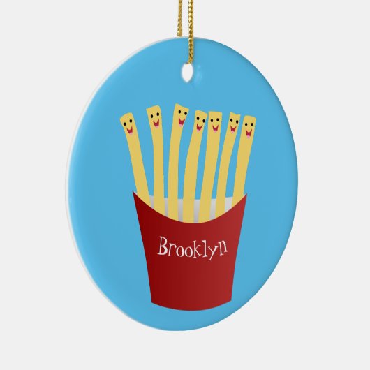 かわいいかわいいフライドファストフード漫画イラストレーション セラミックオーナメント (右)