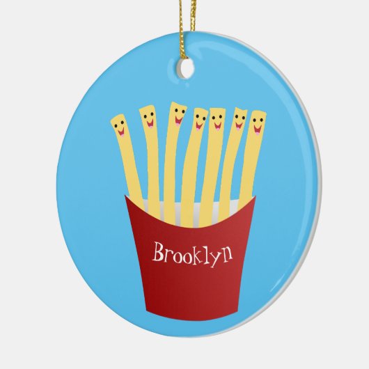 かわいいかわいいフライドファストフード漫画イラストレーション セラミックオーナメント (左)