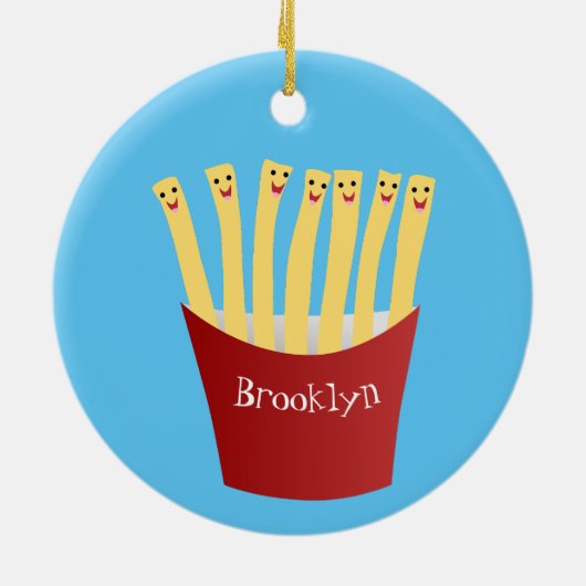 かわいいかわいいフライドファストフード漫画イラストレーション セラミックオーナメント (裏面)