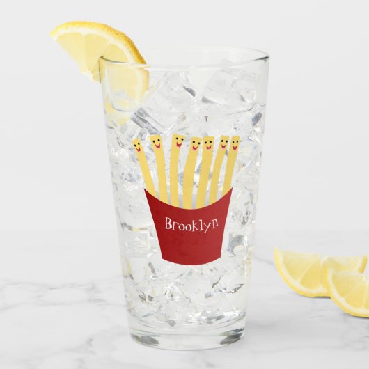 かわいいかわいいフライドファストフード漫画イラストレーション タンブラーグラス (アイス正面)