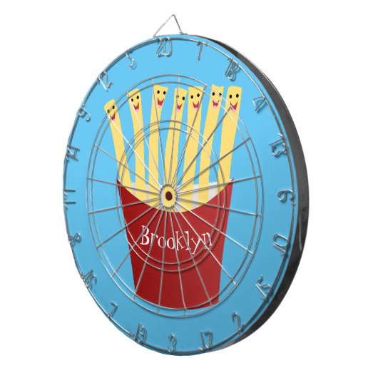 かわいいかわいいフライドファストフード漫画イラストレーション ダーツボード (正面右)