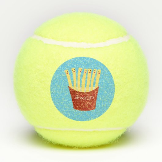 かわいいかわいいフライドファストフード漫画イラストレーション テニスボール (裏面)