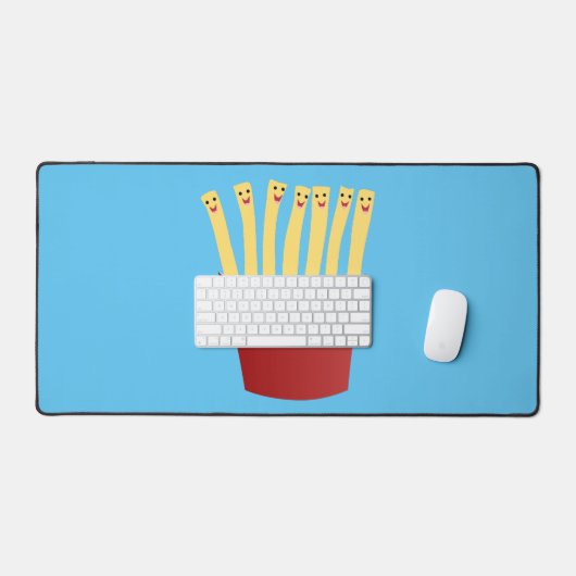 かわいいかわいいフライドファストフード漫画イラストレーション デスクマット (キーボード&マウス)