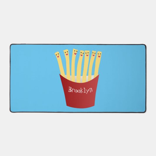 かわいいかわいいフライドファストフード漫画イラストレーション デスクマット (正面)