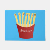 かわいいかわいいフライドファストフード漫画イラストレーション ドアマット (正面)