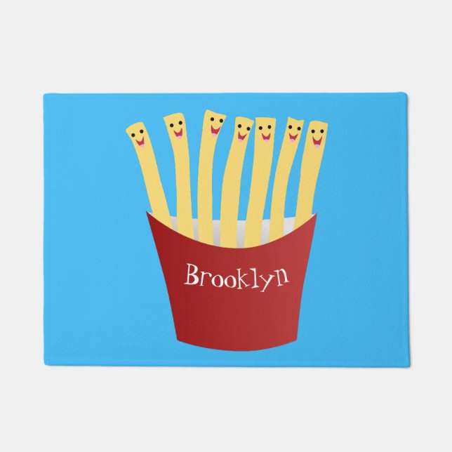 かわいいかわいいフライドファストフード漫画イラストレーション ドアマット (正面)