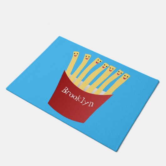 かわいいかわいいフライドファストフード漫画イラストレーション ドアマット (アングル)